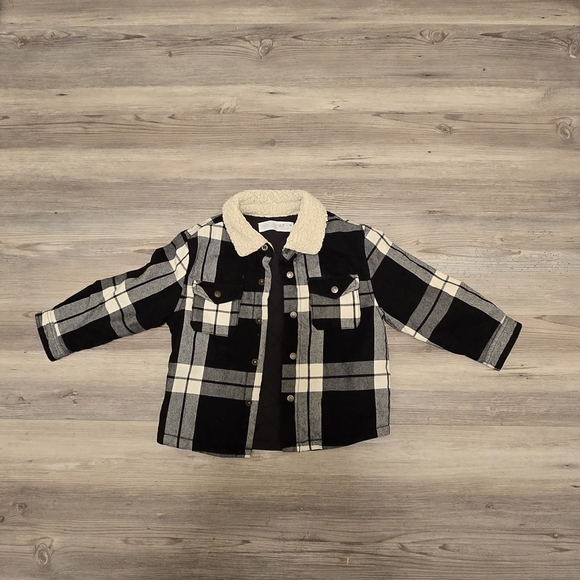 Zara Baby Plaid Button Up  Sherpa Lined Jacket Size 12-18mos - Picture 3 of 8